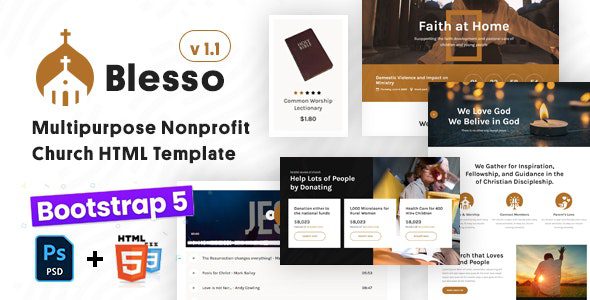Blesso v1.1 – 多用途非营利教会 HTML 模板下载