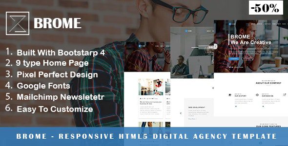 Brome 1.0 – 响应式 Html5 数字代理模板下载