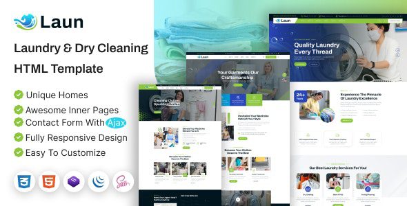 Laun 1.0 – 洗衣服务和干洗 HTML 模板下载