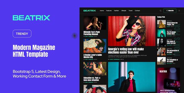 Beatrix 1.0 – 杂志 HTML 主题下载