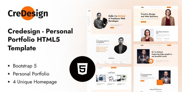 CreDesign 1.0 – 个人作品集模板HTML模板下载