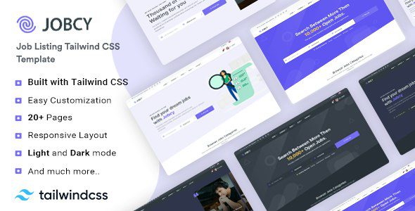 Jobcy 1.0 – Tailwind CSS 职位列表和职位板HTML模板下载