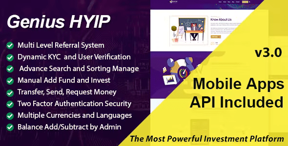 [Activated] Genius HYIP v3.1 多合一投资平台源码下载