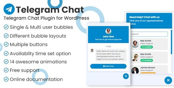 Telegram Chat Support Pro WordPress Plugin v1.0.5 Telegram 在线聊天WordPress 插件下载