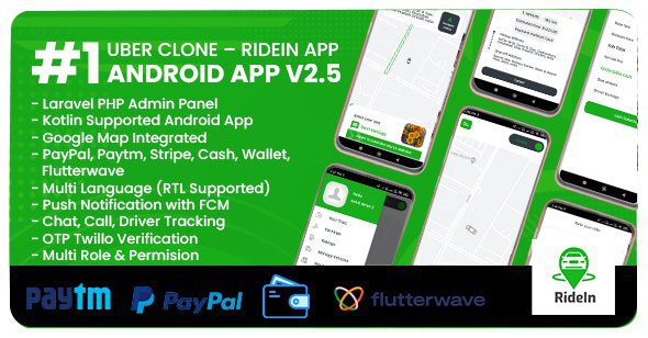 RideIn Taxi App v2.6 – 带管理面板的 Android 出租车预订应用程序源码app下载