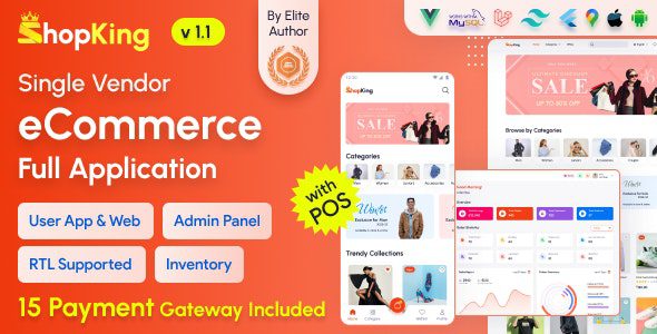 ShopKing v2.9 – 带有 Laravel 网站的电子商务应用程序app和带有 POS 的管理面板源码下载