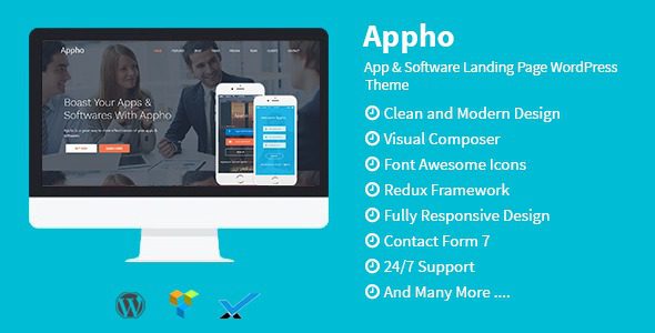 Appho v1.3 应用程序和软件登陆 WordPress 主题下载