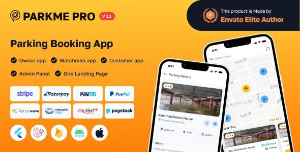 ParkMePRO v1.8 – Flutter 完整的停车应用程序，带有 Owner 和 WatchMan 应用程序app源码