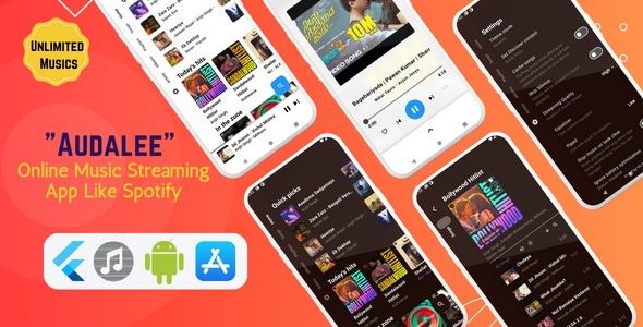 Audalee v1.5 无限音乐流媒体应用程序| Flutter 和 Getx |安卓和iOS源码下载