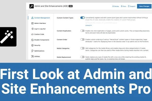 Admin and Site Enhancements (ASE) Pro v8.8.0 WordPress网站常用优化功能集合插件下载