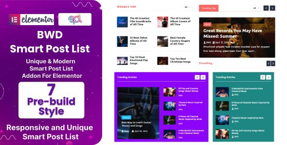 BWD Smart Post List Addon For Elementor v1.3 Elementor 的智能帖子列表插件插件下载