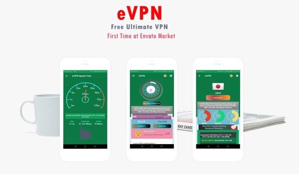 eVPN v4.4 免费终极 VPN Android VPN、计费、电话助推器、Admob 推送通知源码下载