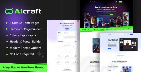 AIcraft v1.0.0 – AI 应用程序和生成器 WordPress 主题下载