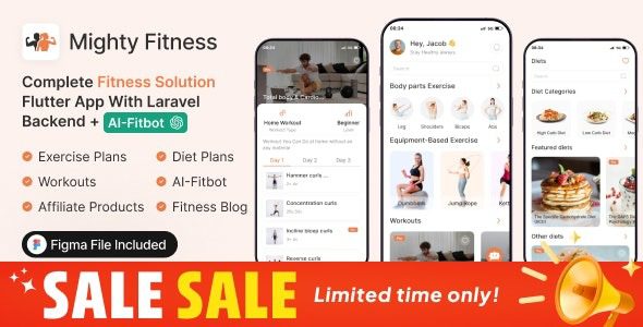 MightyFitness v11.0 带 Laravel 后端 + ChatGPT 的完整健身解决方案 Flutter app应用程序（AIFitbot）源码下载