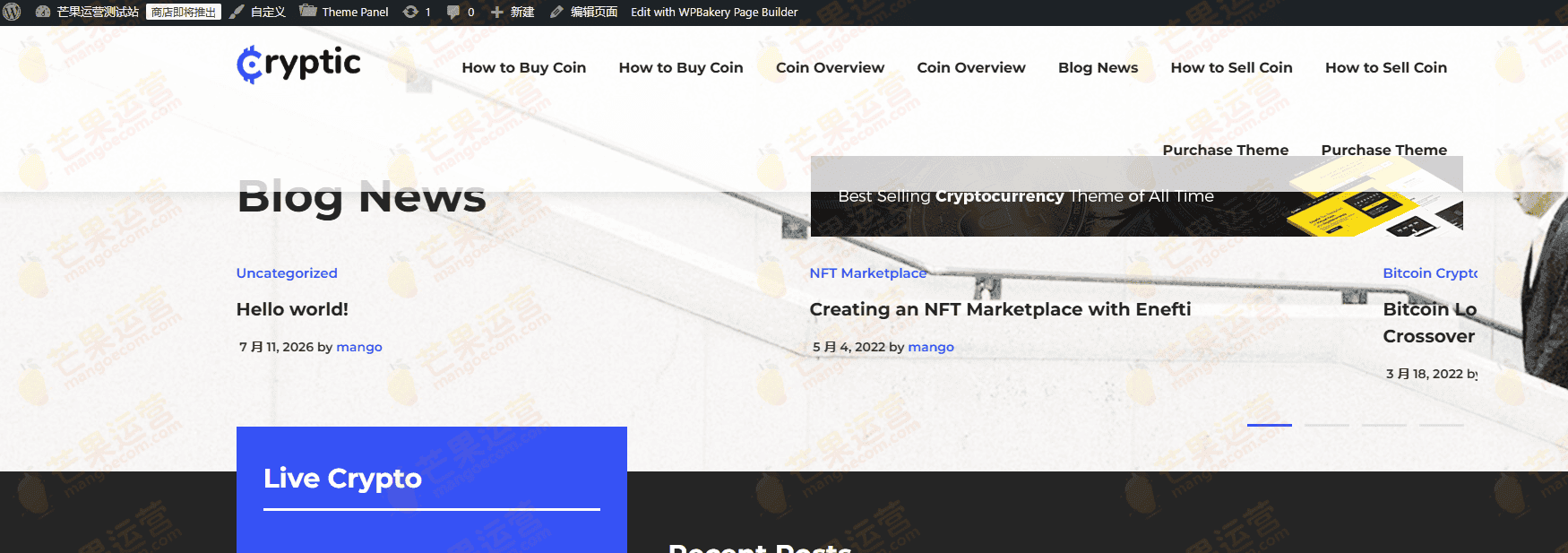 Cryptic 加密货币 WordPress 主题破解版下载