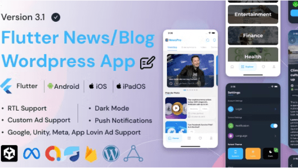 NewsPro v4.2.0 适用于 WordPress 的 Flutter 新闻应用app源码下载