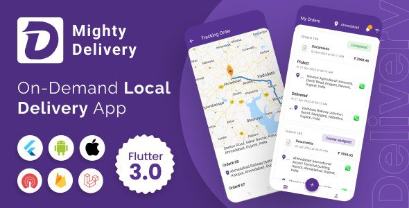 MightyDelivery v19.0 按需本地配送系统 Flutter 应用程序 | 快递公司 | 快递应用程序app源码下载