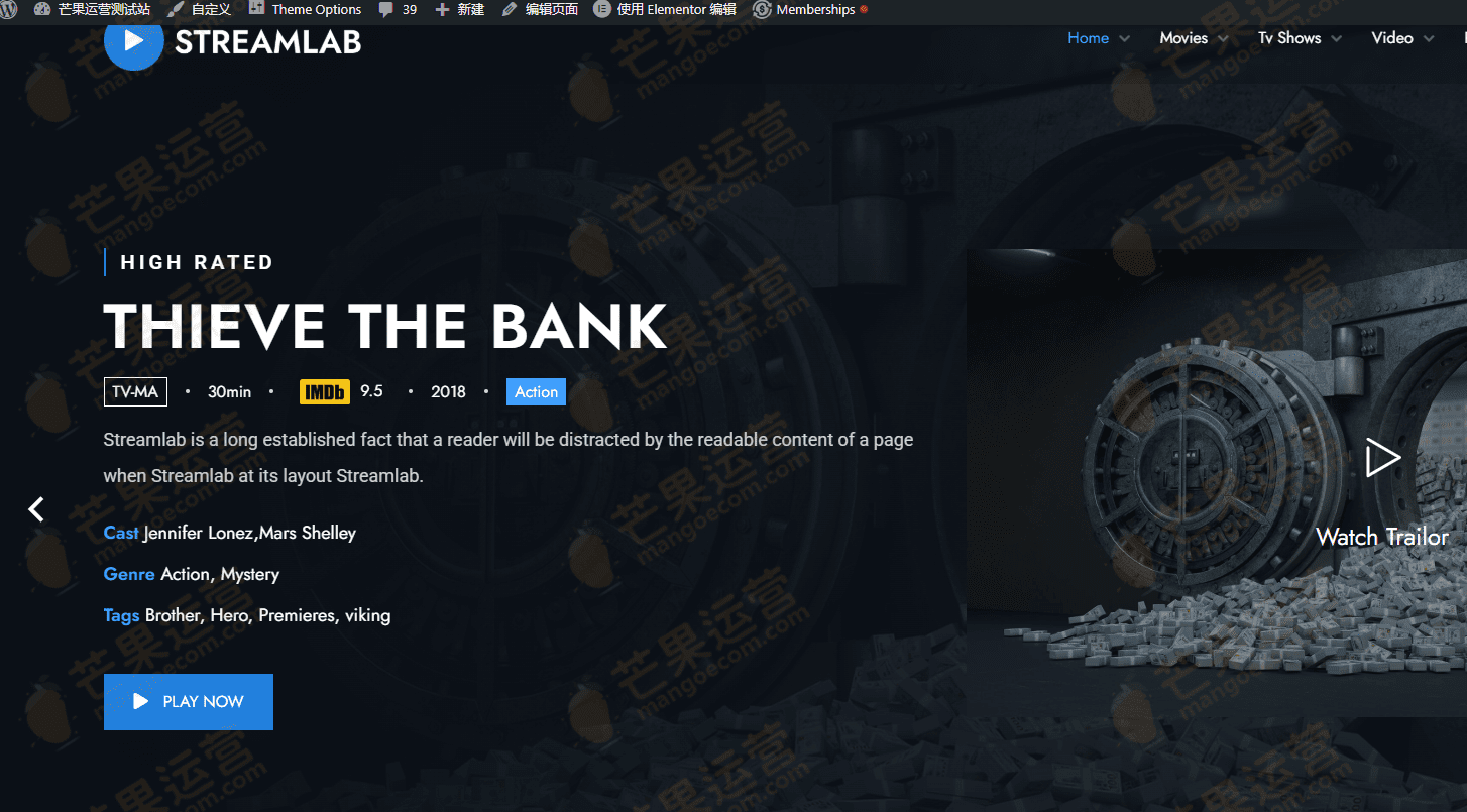 Streamlab 视频流媒体 WordPress 主题下载