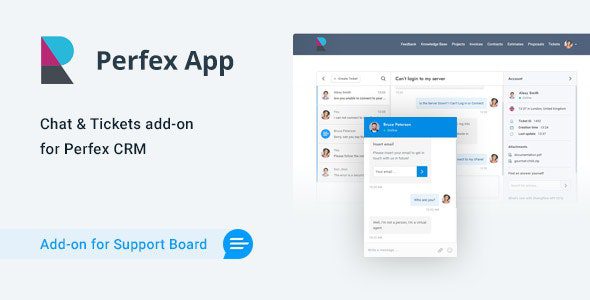 Perfex CRM Chat & Tickets App for Support Board v1.1.2 用于支持面板的 Perfex CRM 聊天和工单应用程序源码下载