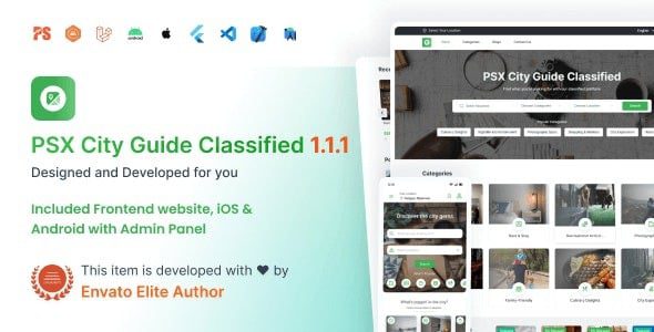 City Guide v1.2.0 完整的目录列表平台（前端、带有管理面板的app移动应用程序）源码下载