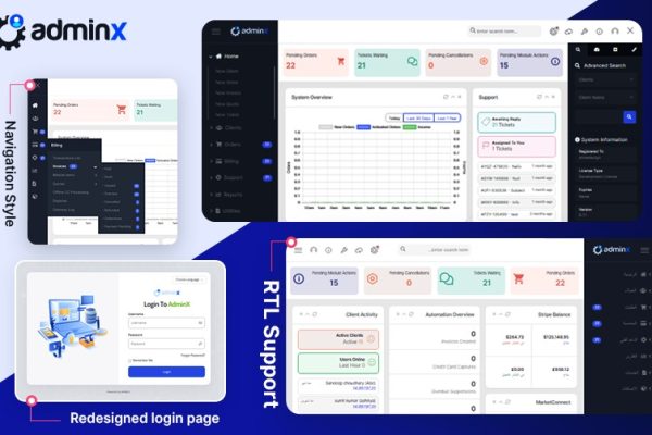 Adminx v1.0.5 WHMCS 管理主题和后台管理页面模板