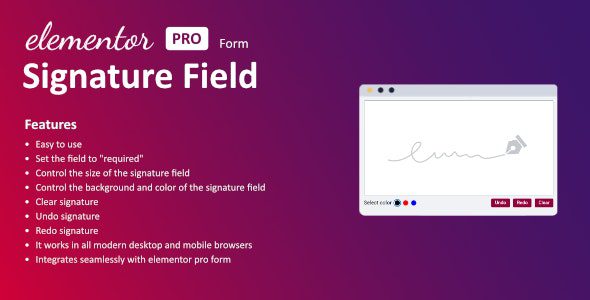 Signature Field for Elementor form v1.7.0 用于 Elementor 表单的签名字段插件下载