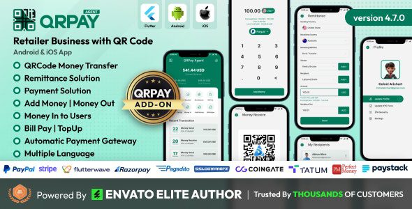 QRPay Agent v4.7.0 – 带有二维码的零售商业务安卓和 iOS 应用程序app源码下载
