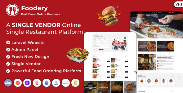 Foodefy v9.3 – 单个餐厅在线食品订购 Laravel 网站平台源码下载