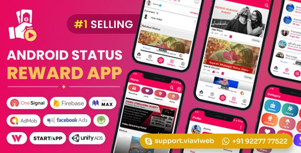 Android Status App With Reward Point (Lucky Wheel, Video, GIF, Quotes & Image) v14.0 – GIF 动图、图片和视频社交app源码下载