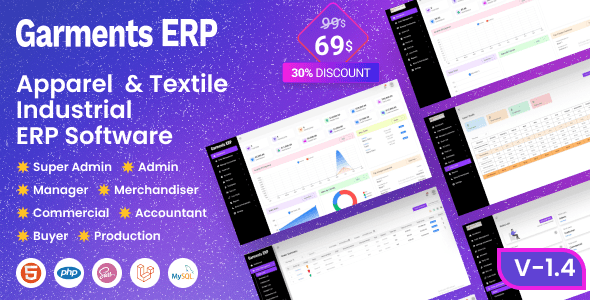 Garments ERP v1.4 – 服装和纺织工业 ERP 软件PHP源码下载