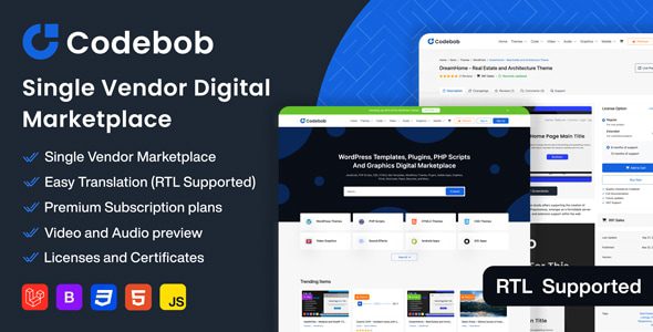 Codebob v1.0 – 单供应商数字市场源码下载