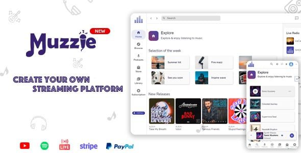 Muzzie v4.6 – 音乐、播客和直播流媒体平台PHP源码下载