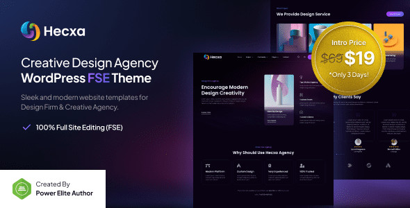 Hecxa v1.0.0 – 创意设计机构 FSE WordPress 主题下载