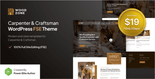 Woodzone v1.0.0 – 木匠和工匠 FSE WordPress 主题下载