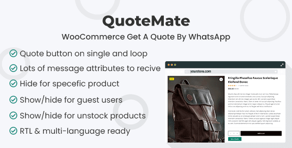 QuoteMate v1.0.4 – 通过 WhatsApp 向 WooCommerce 获取报价插件下载