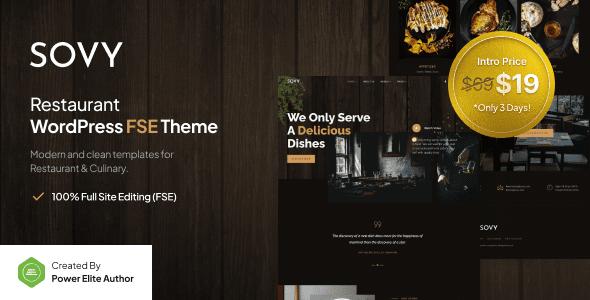 Sovy v1.0.0 – 餐厅 FSE WordPress 主题下载