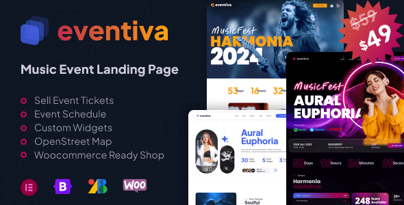Eventiva v1.1.2 – 音乐和乐队活动登陆页面 WordPress 主题下载