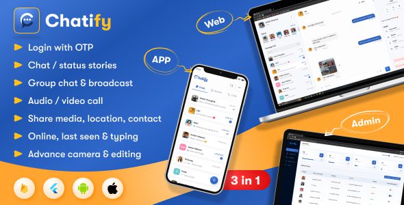 Chatify v1.0.9 – WhatsApp 克隆版完整聊天和通话应用程序app源码下载