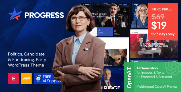 Progress v1.0 – 政治、候选人和筹款 WordPress 主题下载