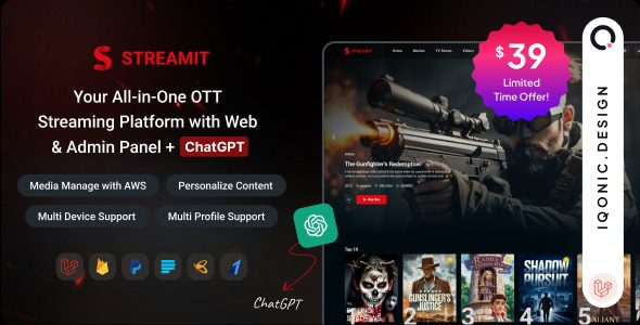 Streamit Laravel v2.0 – 使用 Laravel 和 ChatGPT 的电影、电视节目、视频流平台php源码下载