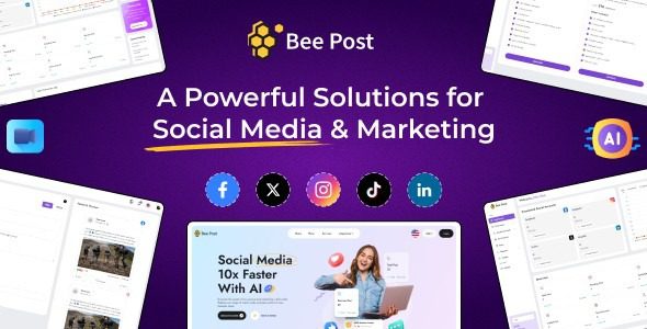 BeePost v2.6 – 具有订阅系统的人工智能社交媒体管理和内容创建 SaaS源码下载