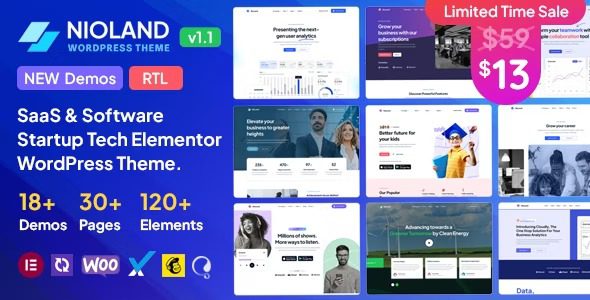 Nioland v1.3.1 SaaS 和软件启动技术 WordPress 主题下载