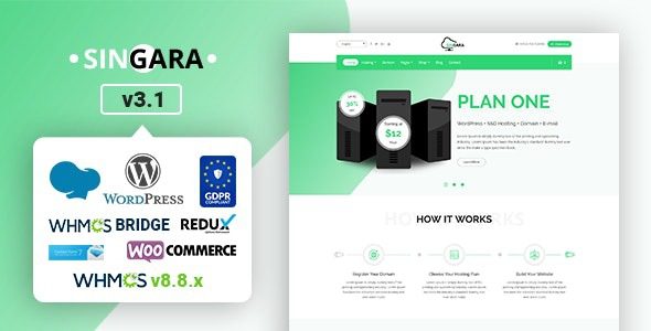 Singara v.3.1 多用途托管与 WHMCS WordPress 主题下载