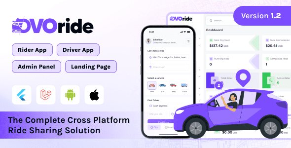 Ovoride V1.2-完整的跨平台乘车共享解决方案源码下载