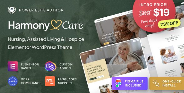 Harmony Care v1.0.1-私人疗养院和高级护理WordPress主题下载