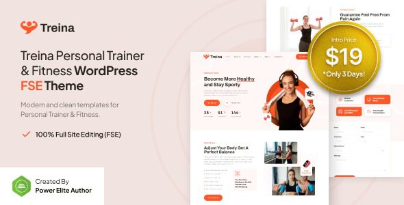 Treina v1.0.0 私人教练和健身FSE WordPress主题下载