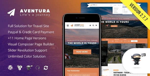 Aventura v2.8.6 旅行与旅游预订系统WP主题下载