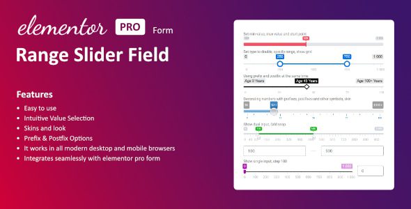 Range Slider Field for Elementor form v1.0.0 Elementor表单的范围滑块字段插件下载