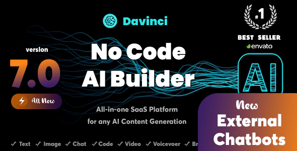 Davinci AI v9.7 – OpenAI内容，文本，图像，语音，聊天，代码，成绩单和视频生成器作为SaaS源码下载