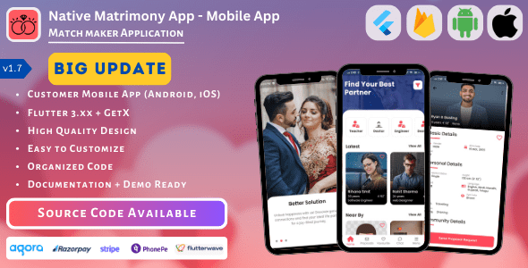 Native Matrimony App v1.7 婚姻相亲app源码下载